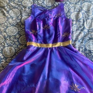 Purple lotus cocktail dress with full skirt